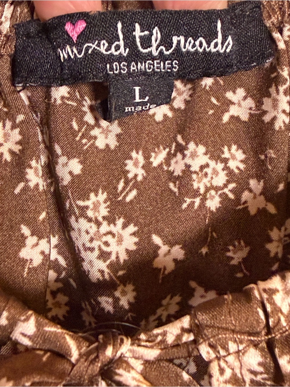 Brown Floral Smocked Tie-Front Crop Top - Unknown Brand - Picture 3 of 5